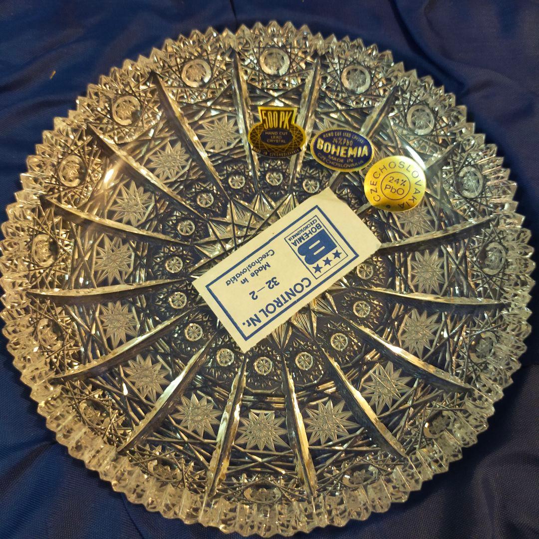 ボヘミア　500PK　豪華カット　クリスタル　皿　プレート　5枚