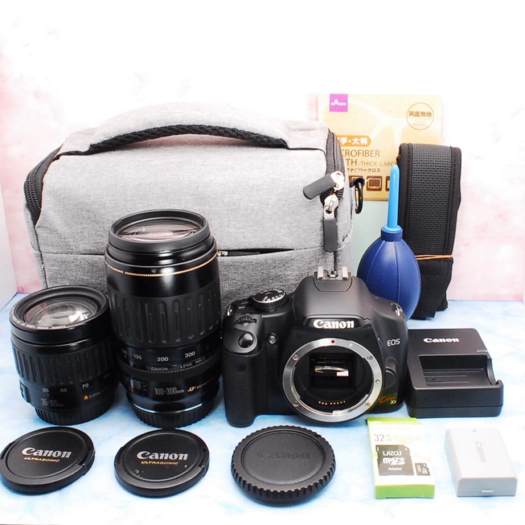 キャノン Kiss X2✨S数少✨一眼レフカメラ✨超望遠レンズ✨バッグ付♪