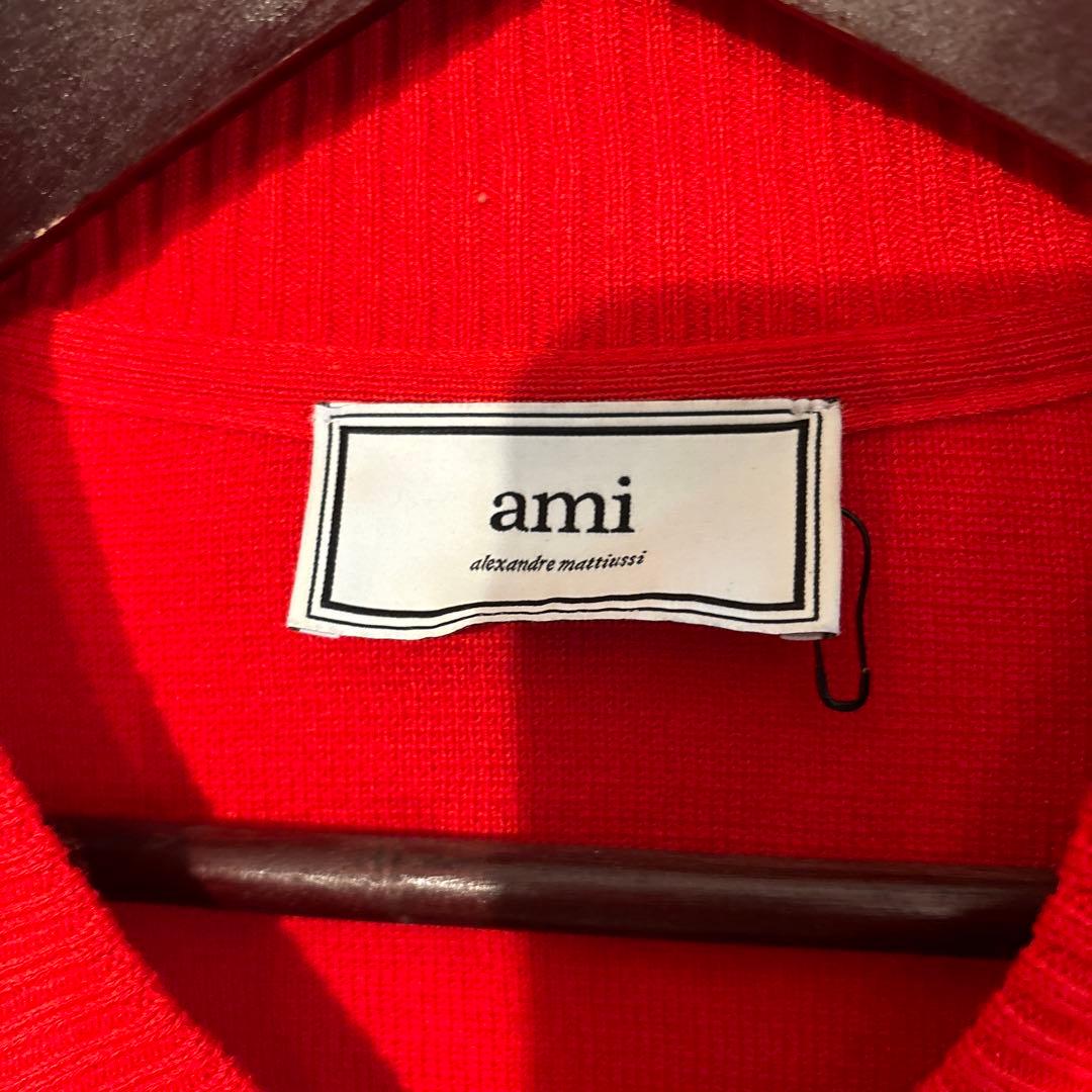 ami 赤 ジップアップセーター