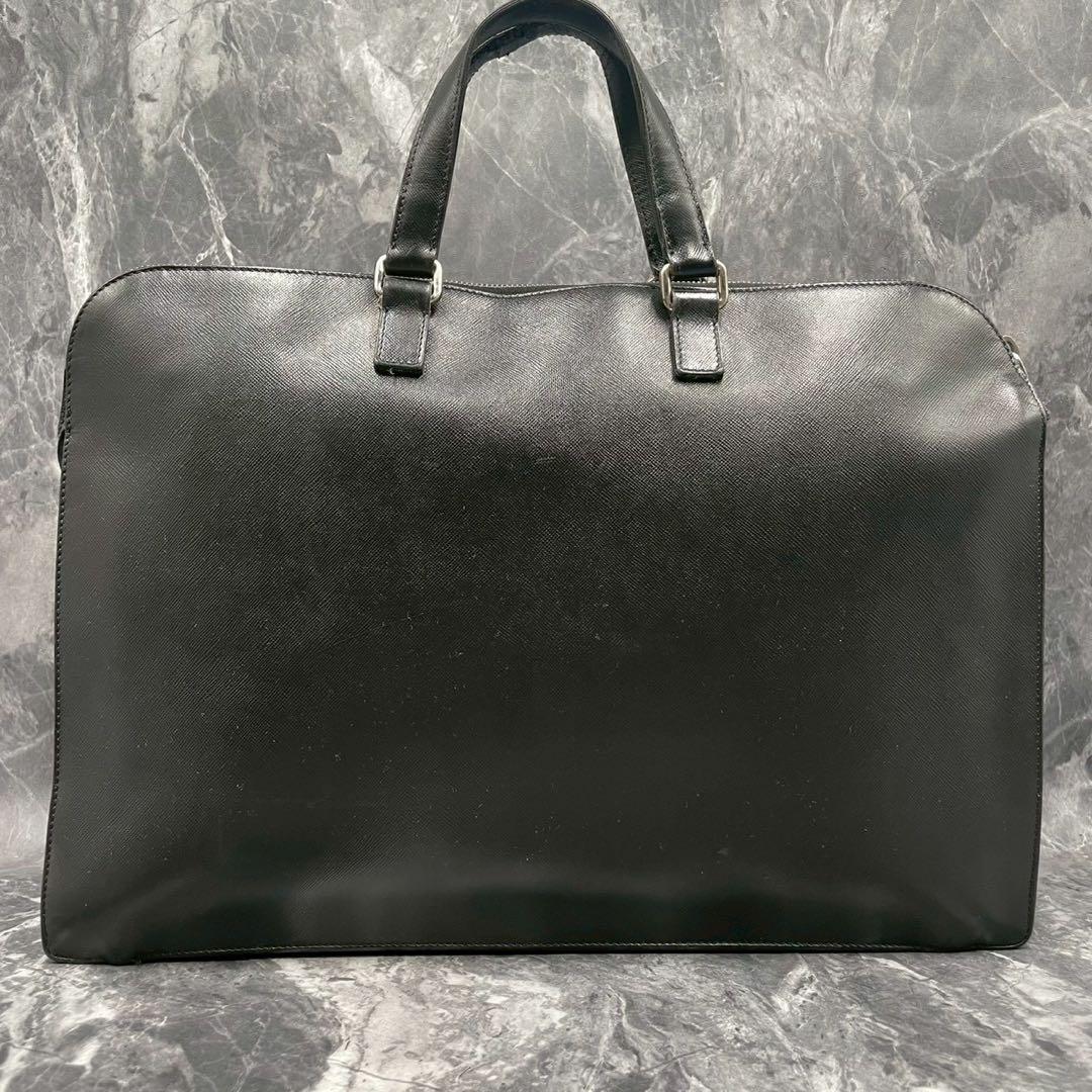 【良品】PRADA プラダ　ブリーフケース　サフィアーノレザー　ブラック　メンズ