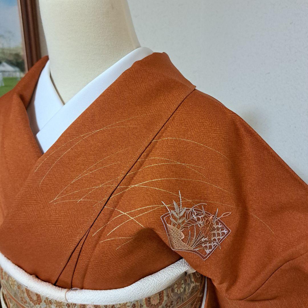 サンヒストリー　訪問着　+正絹長襦袢　スワトウ刺繍　裄64 肩身丈152