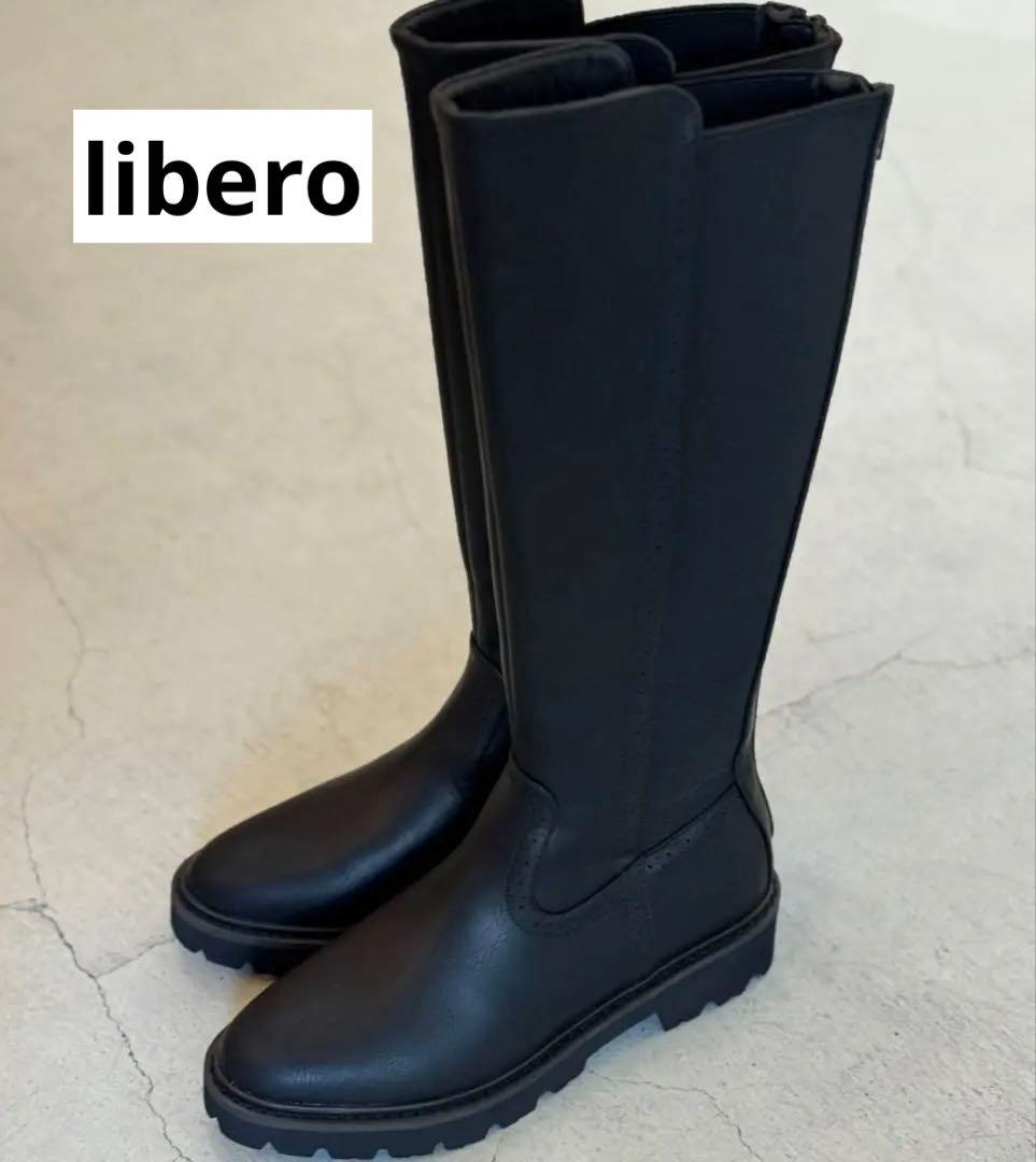 【libero】ロングブーツ サイドゴムバックファスナー　サイズL