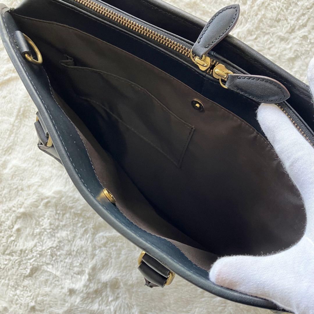 タケオキクチ 日本製 2way レザー ビジネスバッグ ブリーフケース ネイビー