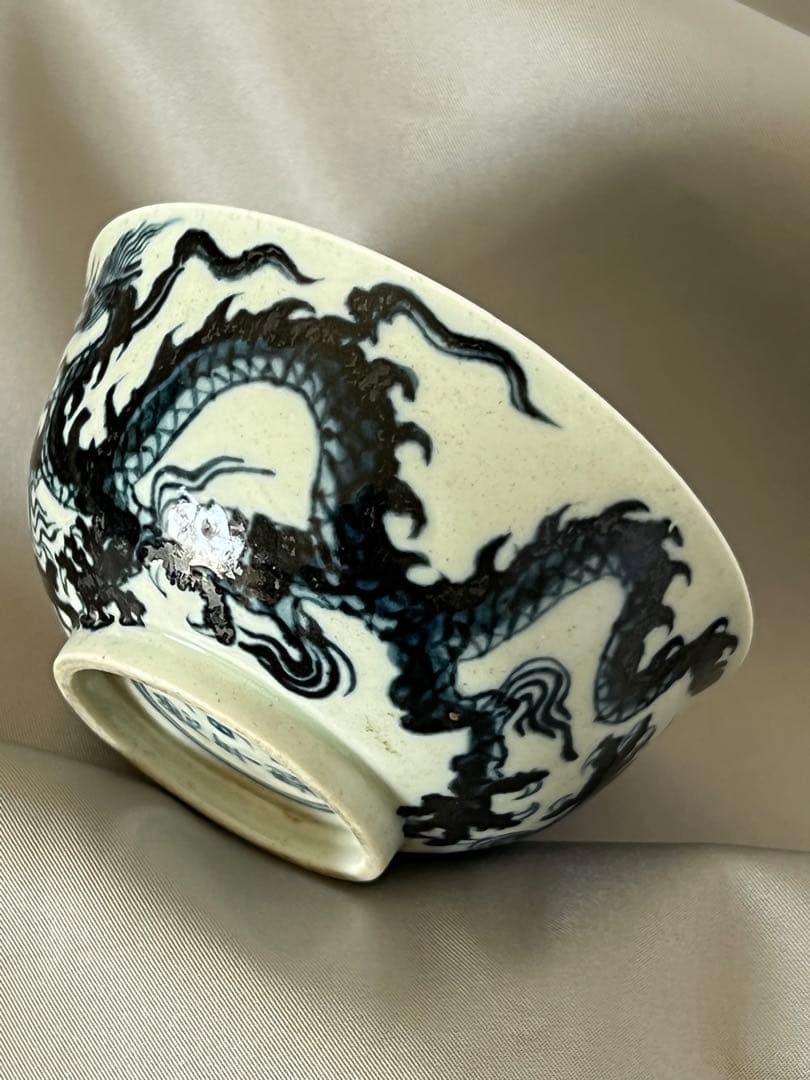 中国 骨董【大明宣徳年製】染付龍文碗