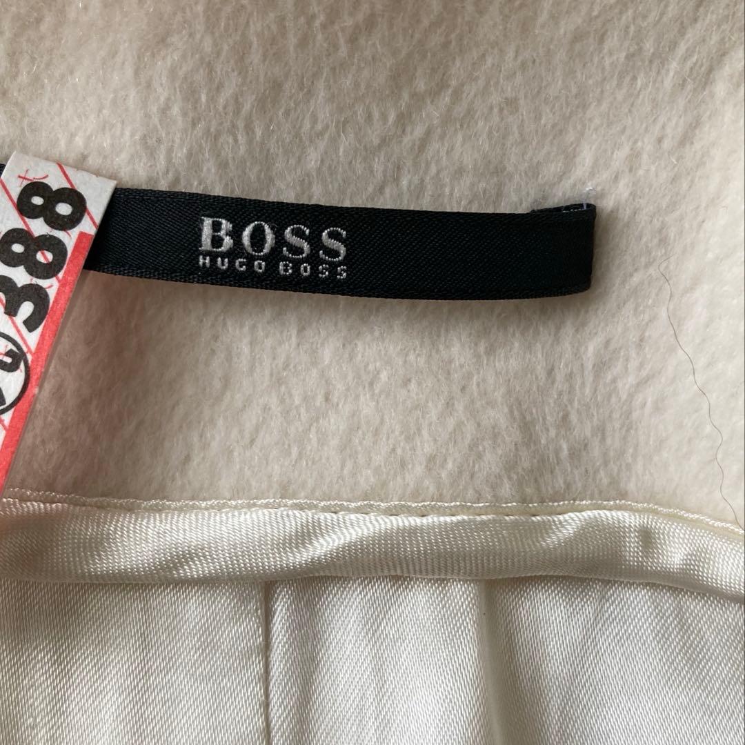HUGO BOSS 美品 ジャケットコート ファー襟 ショート丈 オフホワイト