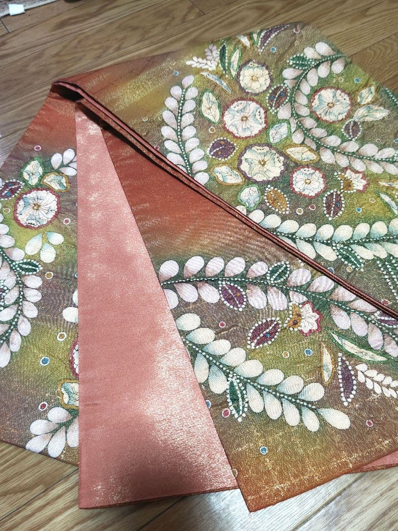 逸品 袋帯 辻ヶ花 金通 金彩 正絹 落款 帯 名品