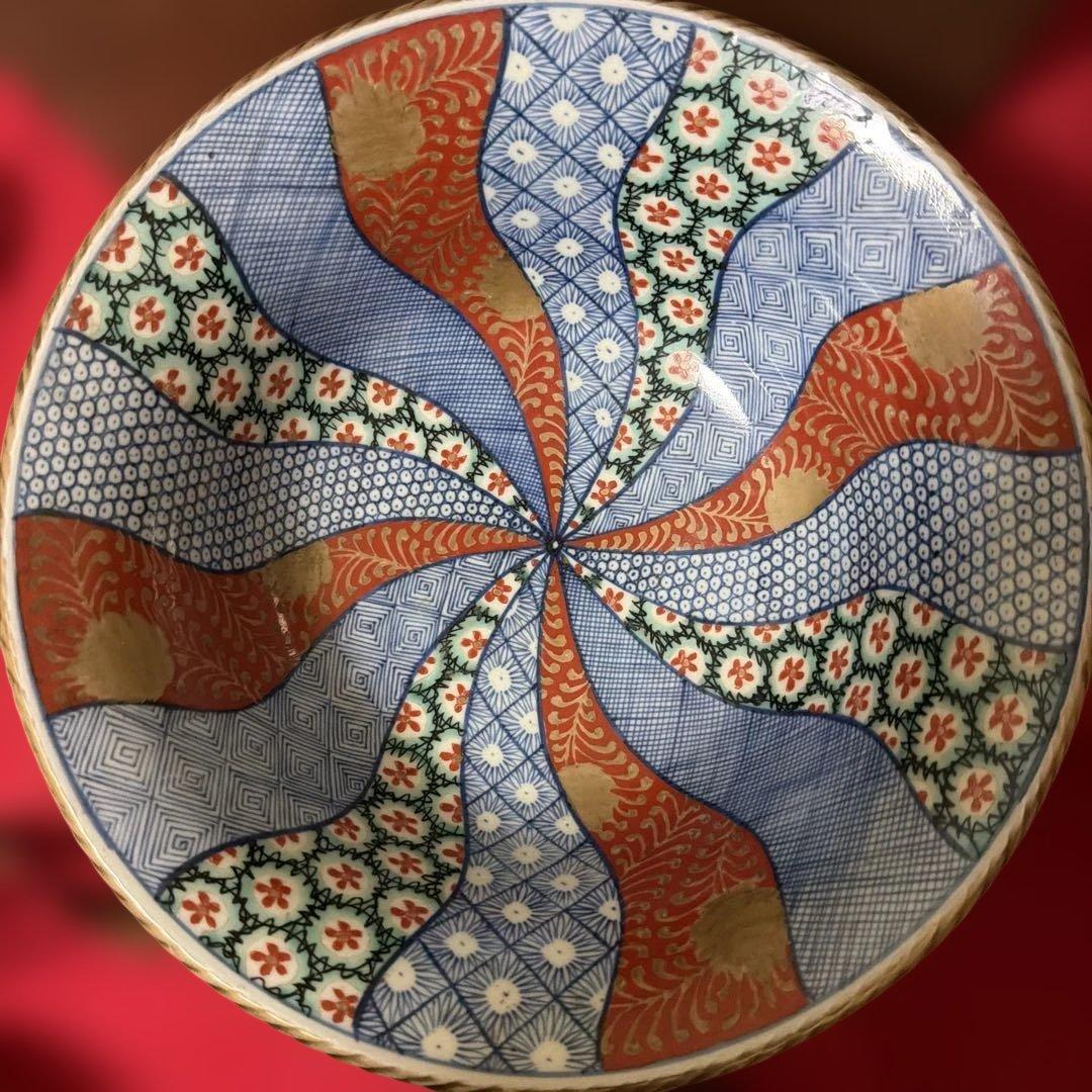 古美術　骨董品　江戸中期　菊割花地紋祥瑞五良大甫　造時代箱(元緑七年鑑定箱書)