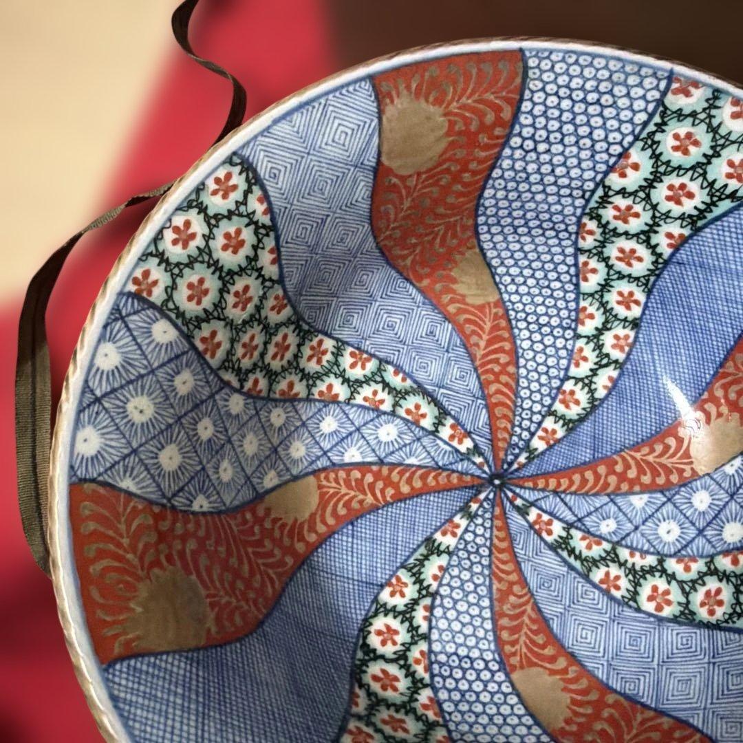 古美術　骨董品　江戸中期　菊割花地紋祥瑞五良大甫　造時代箱(元緑七年鑑定箱書)