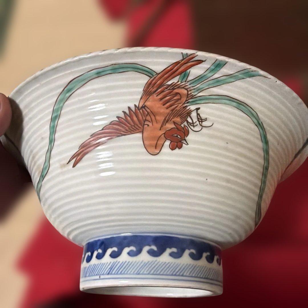 古美術　骨董品　江戸中期　菊割花地紋祥瑞五良大甫　造時代箱(元緑七年鑑定箱書)