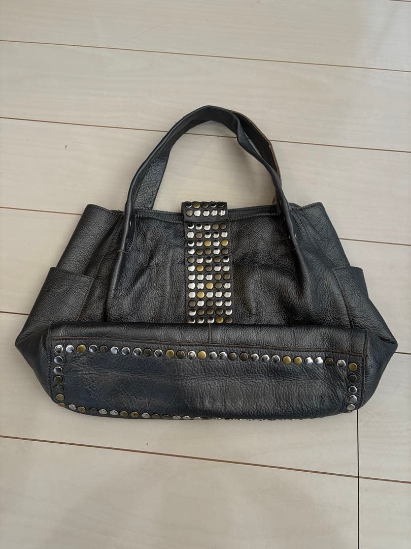 00s レザースタッズバッグ　archive TRES グレー