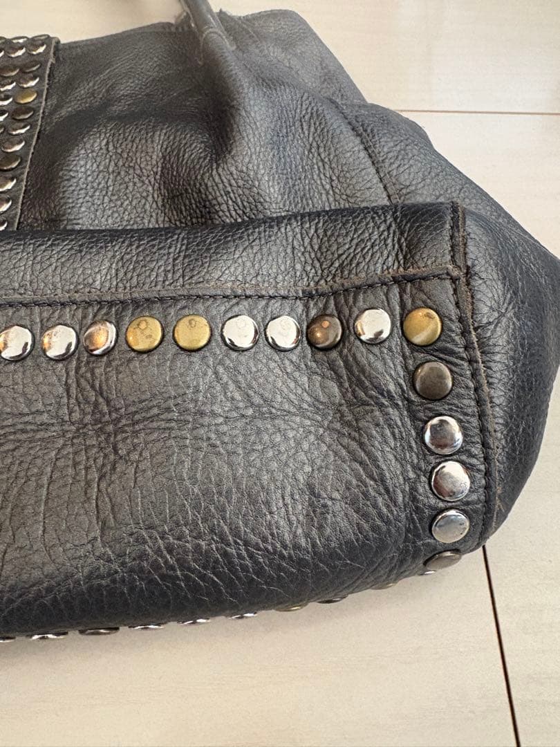 00s レザースタッズバッグ　archive TRES グレー