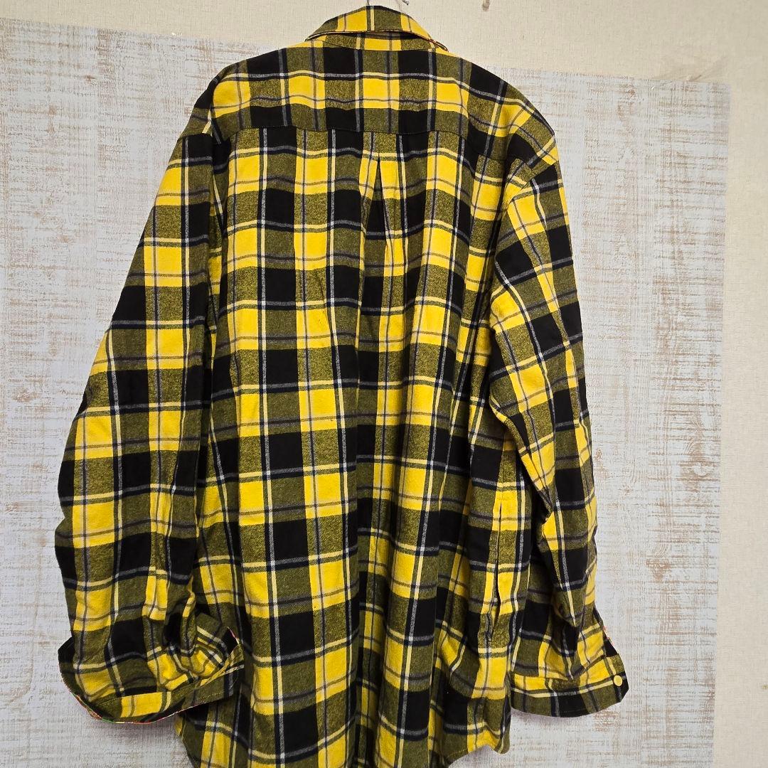 yu13 仲里依紗Eリバーシブル 長袖シャツ イエロー ブラック チェック