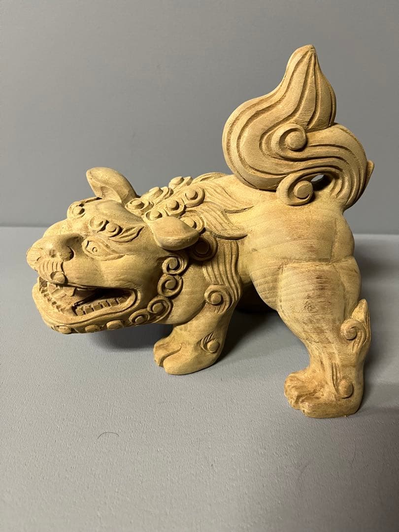 木彫り　獅子像　１対　35