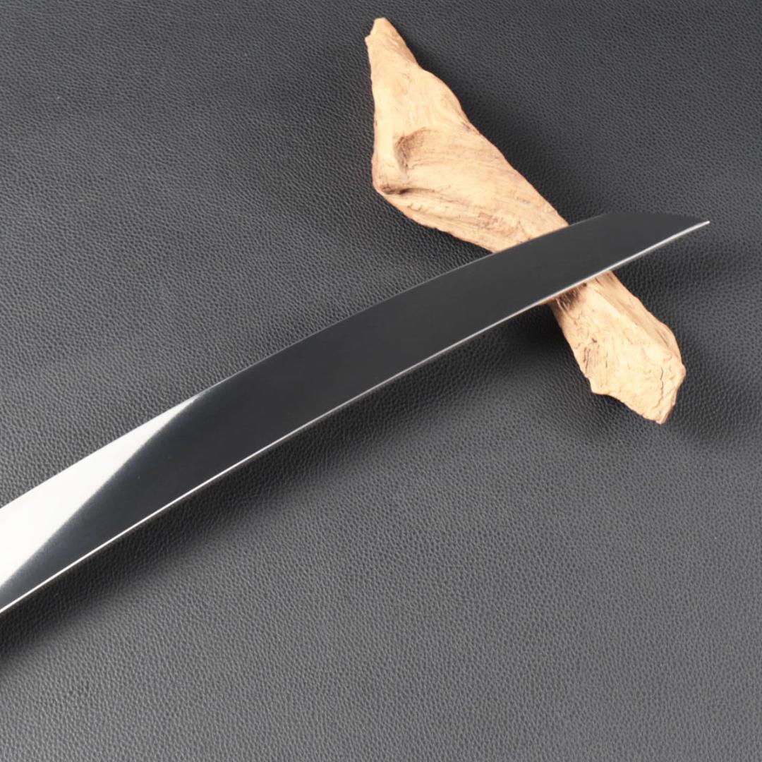 10968鬼反り先丸包丁尺二鏡面仕上げ刺身包丁 刃は究極の切れ味黒檀黒水牛八角柄