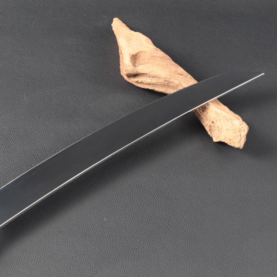 10968鬼反り先丸包丁尺二鏡面仕上げ刺身包丁 刃は究極の切れ味黒檀黒水牛八角柄
