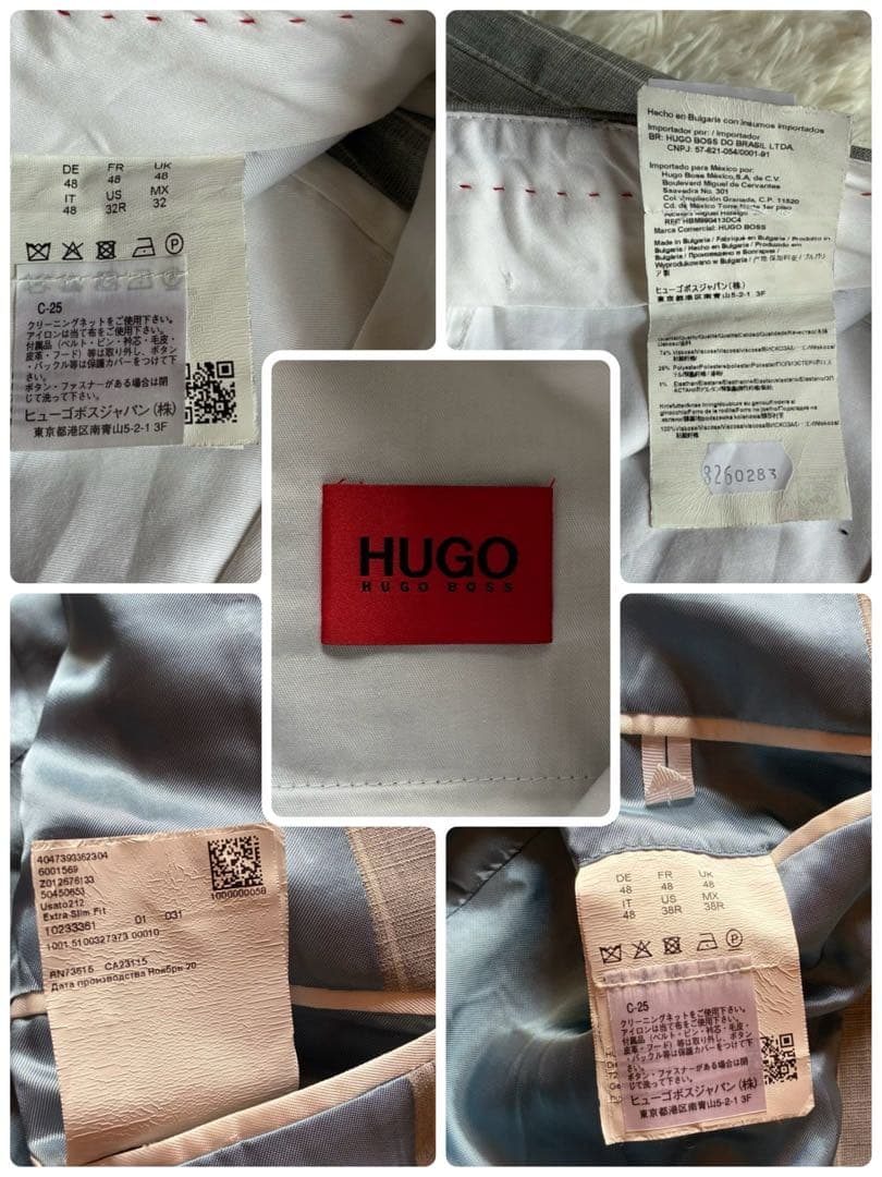 極美品/L ヒューゴボス　セットアップ　スーツ　テーラードジャケット　ダブル