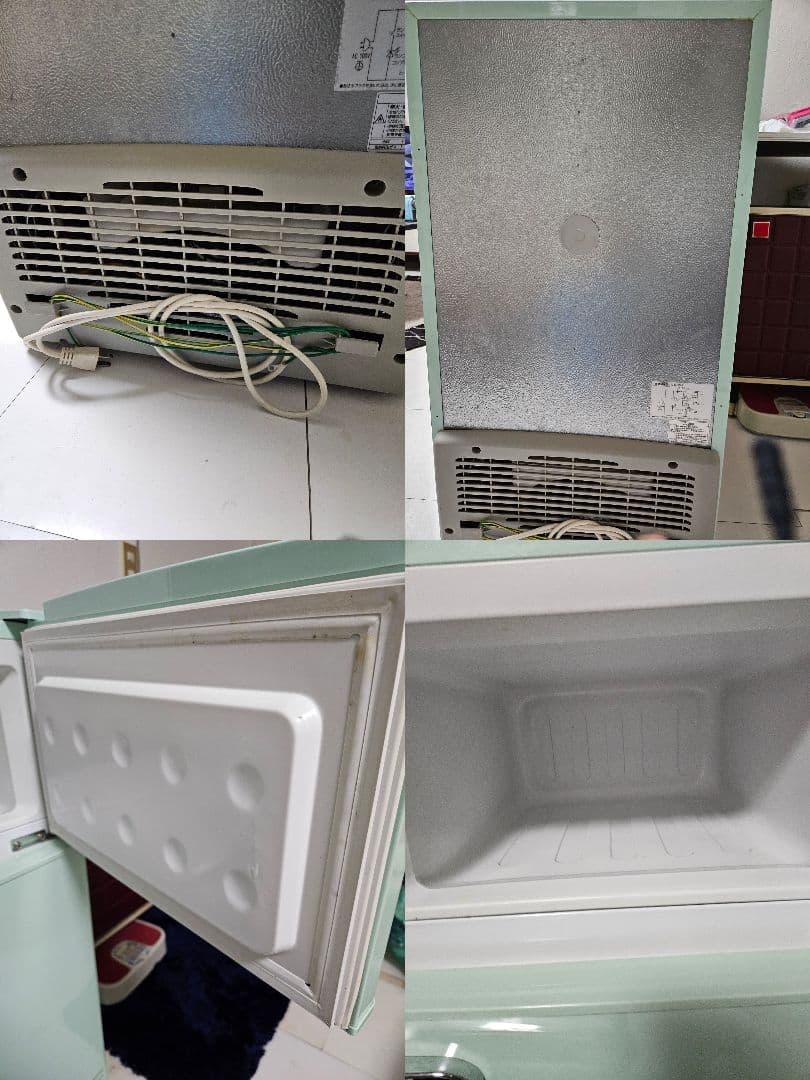 冷蔵庫　レトロ　grand line　電化製品　冷凍庫　２ドア　ライムグリーン