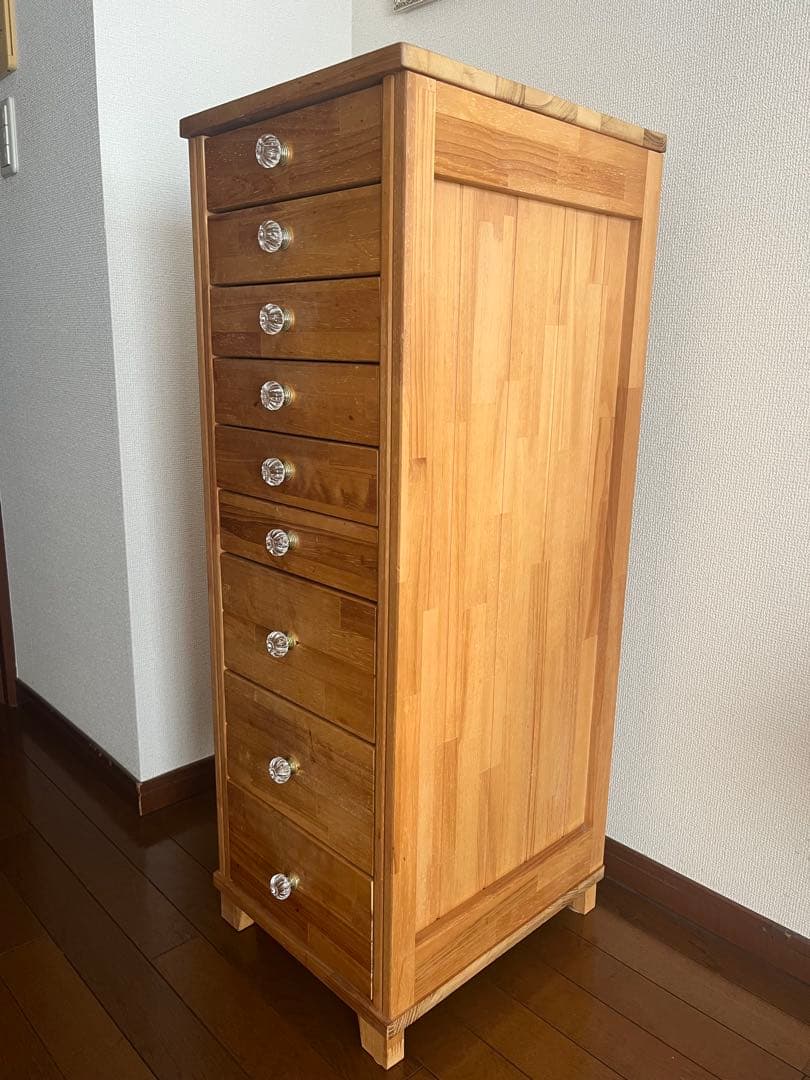 ナチュラルウッド 9段引き出し チェスト