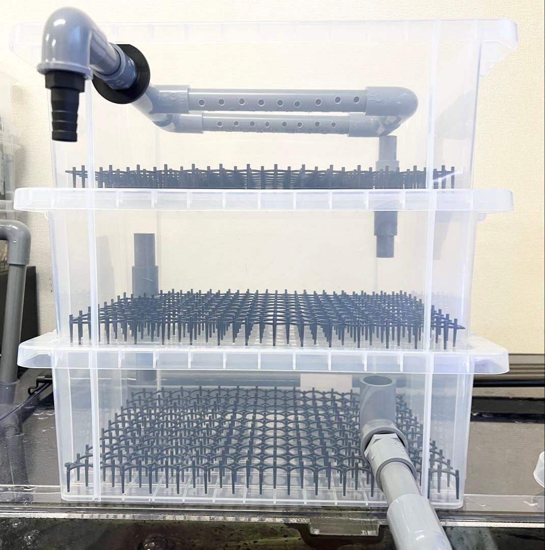 自作 濾過装置 3段ボックス クリア 濾過層 濾過器 金魚 メダカ 1,500L