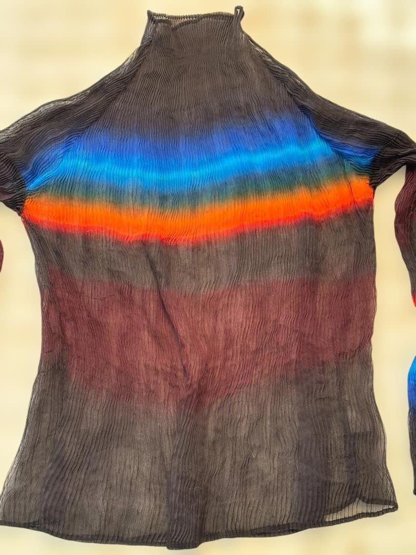 ISSEY MIYAKE ボーダー入り プリーツ ハイネック