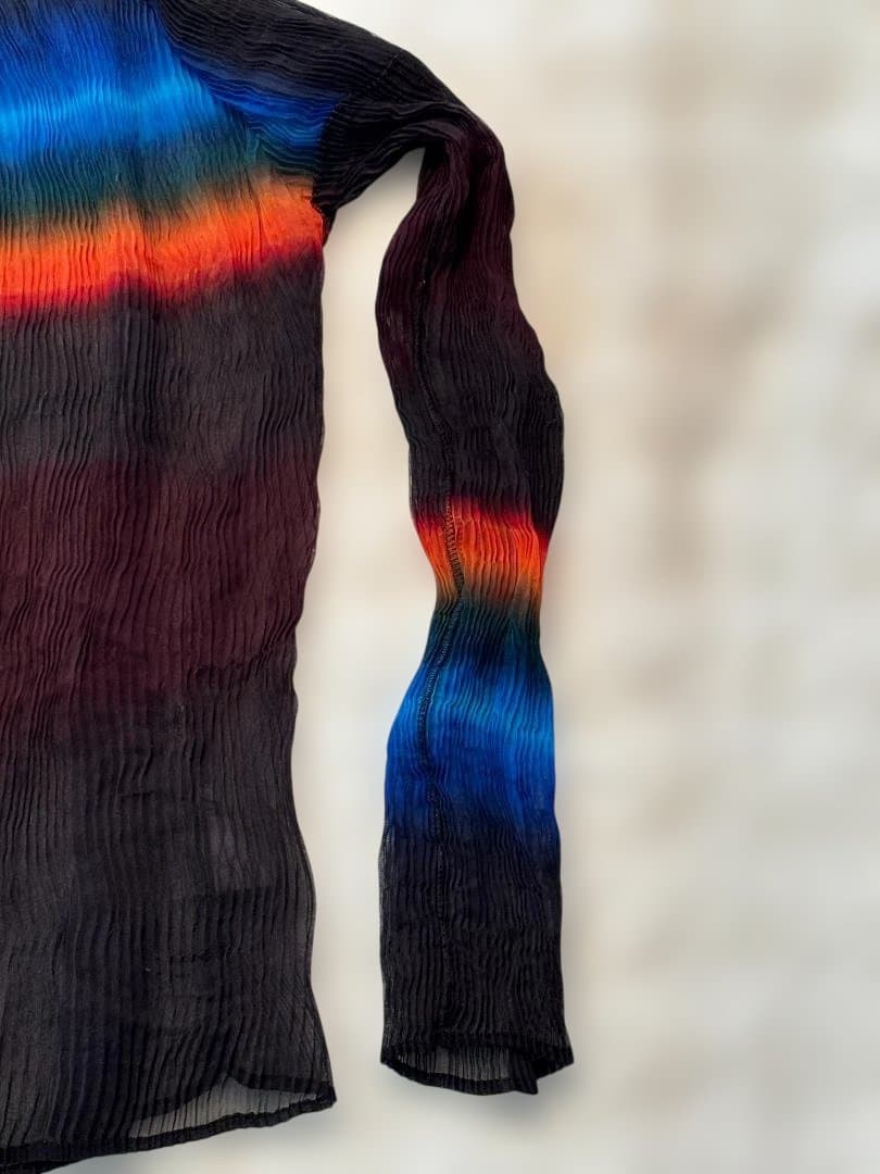 ISSEY MIYAKE ボーダー入り プリーツ ハイネック