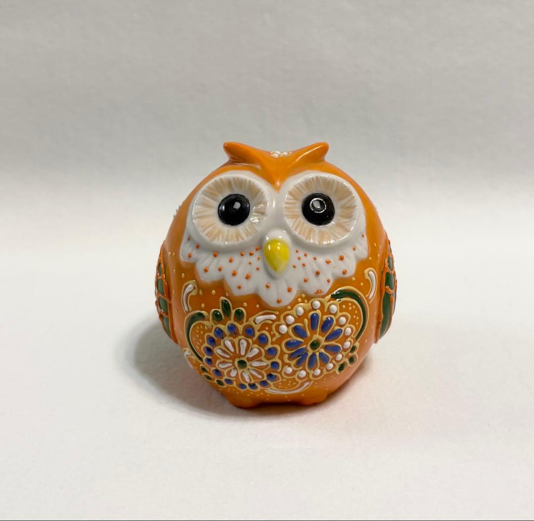 九谷 陶幸 フクロウ 梟 置物 インテリア 陶芸 縁起物 幸福