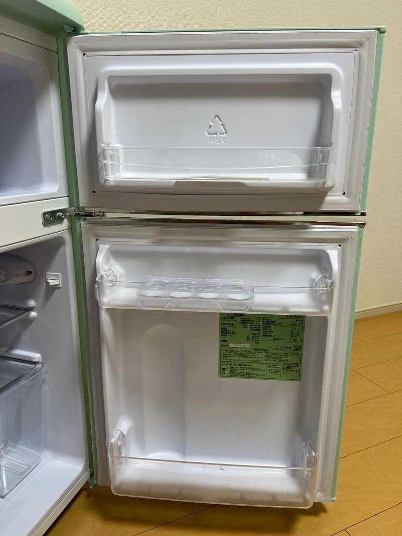 ノンフロン冷凍冷蔵庫 81L PRR-082D ライトグリーン一人暮らし用2ドア