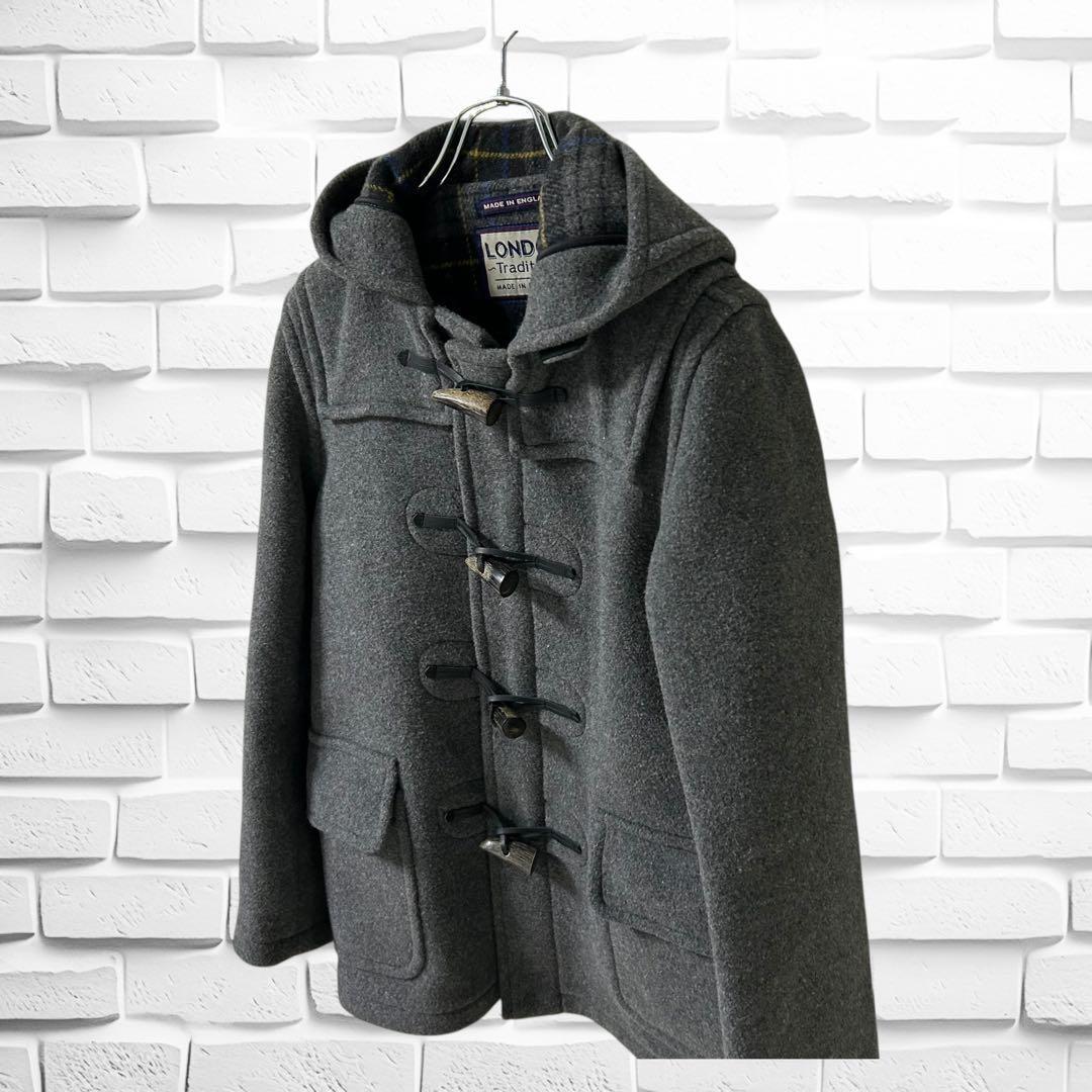 美品　ロンドントラディション　ダッフルコート　イギリス製　ウール　裏地チェック