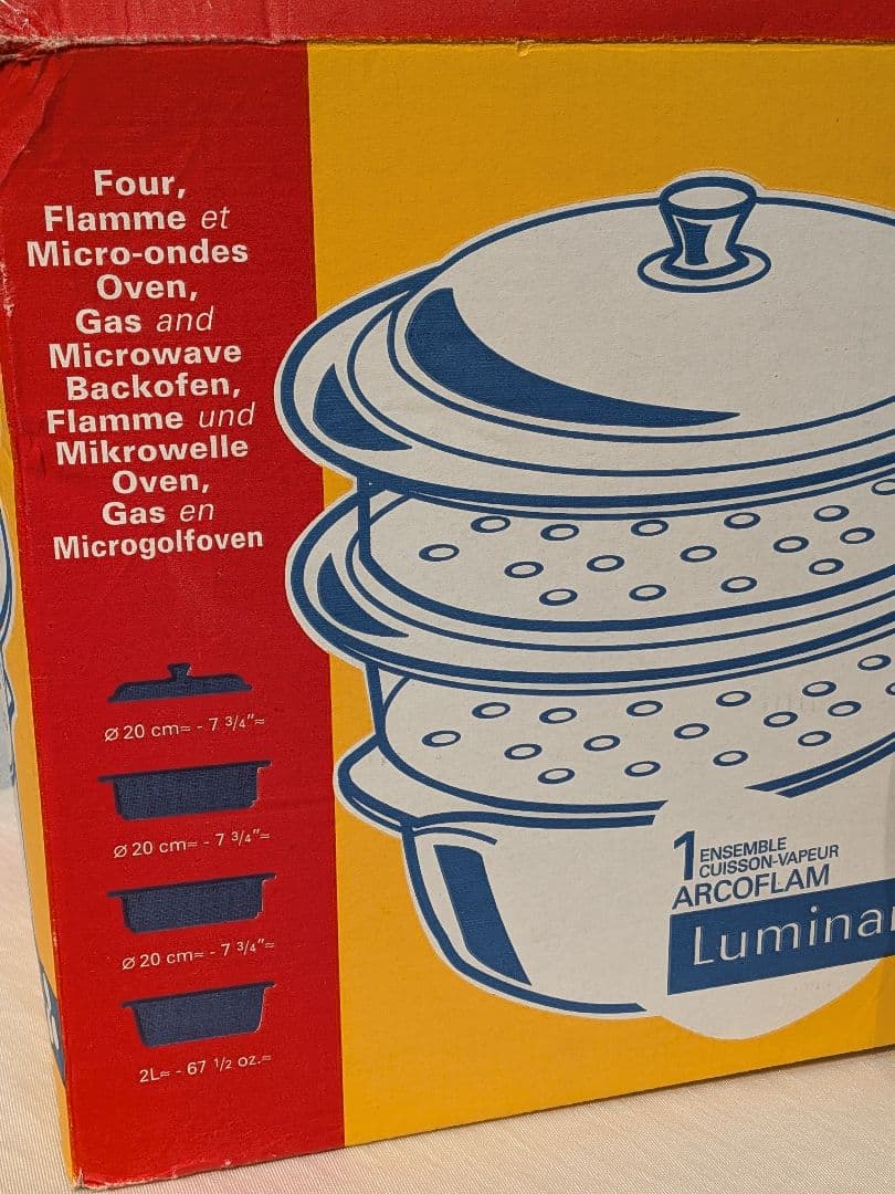 リュミナルク　蒸し器　ガラス　未使用　綺麗　鍋　ホワイト　せいろ　説明書付き