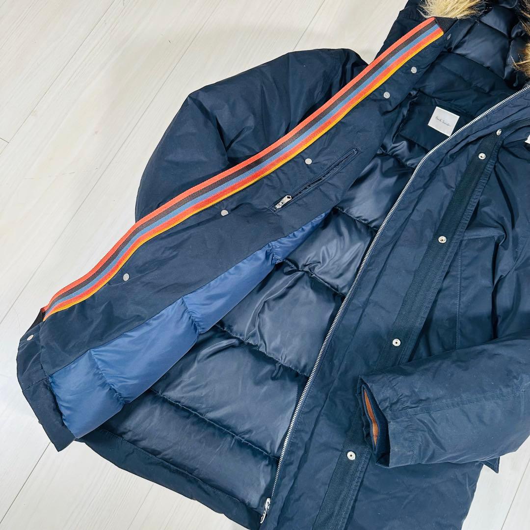 ポールスミス ダウンジャケット コート 現行 マルチストライプ ネイビー　S