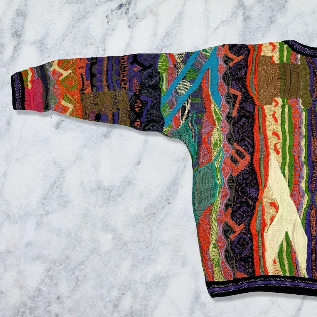 COOGI クージー 3Dニット 縦縞 幾何学模様 マルチカラー L