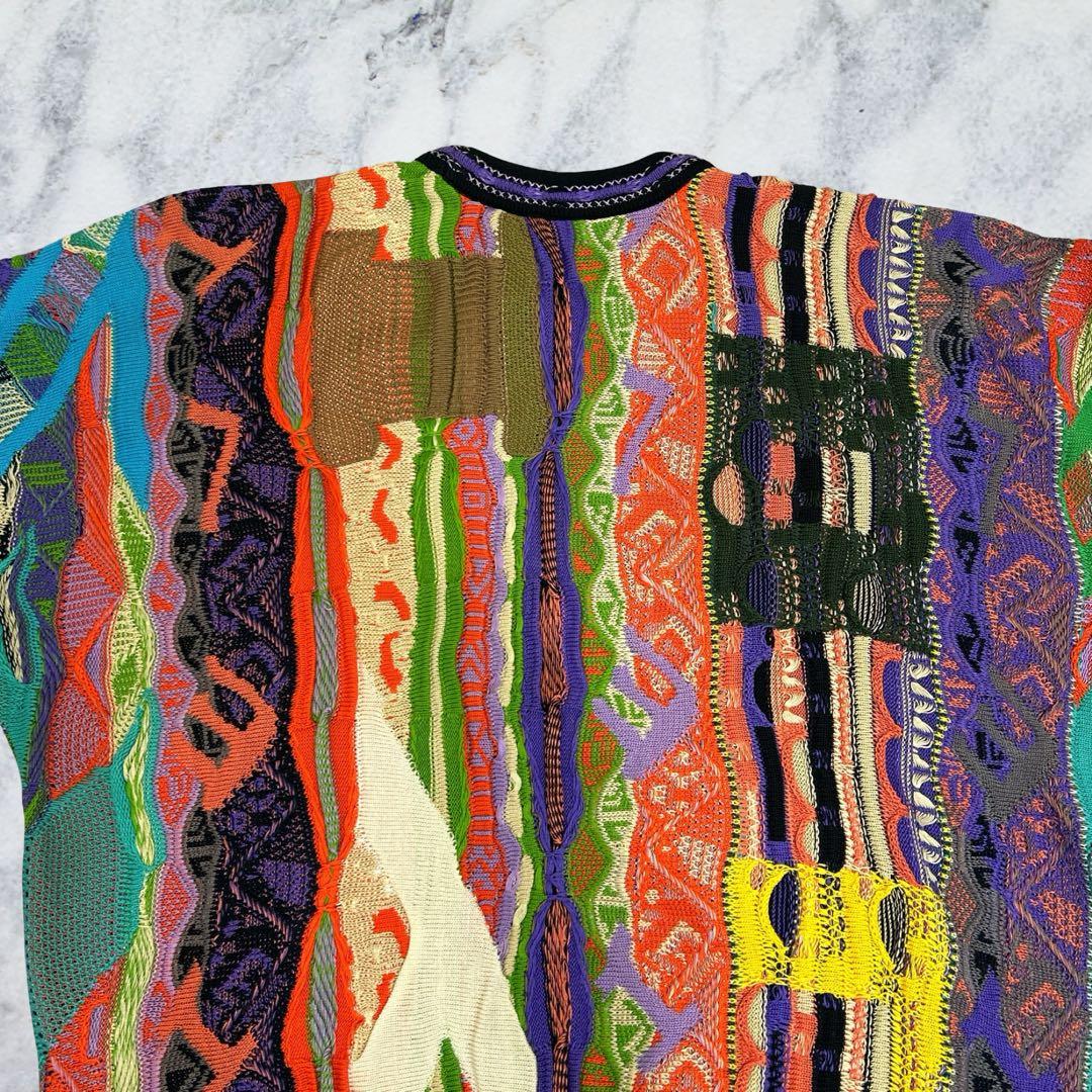 COOGI クージー 3Dニット 縦縞 幾何学模様 マルチカラー L