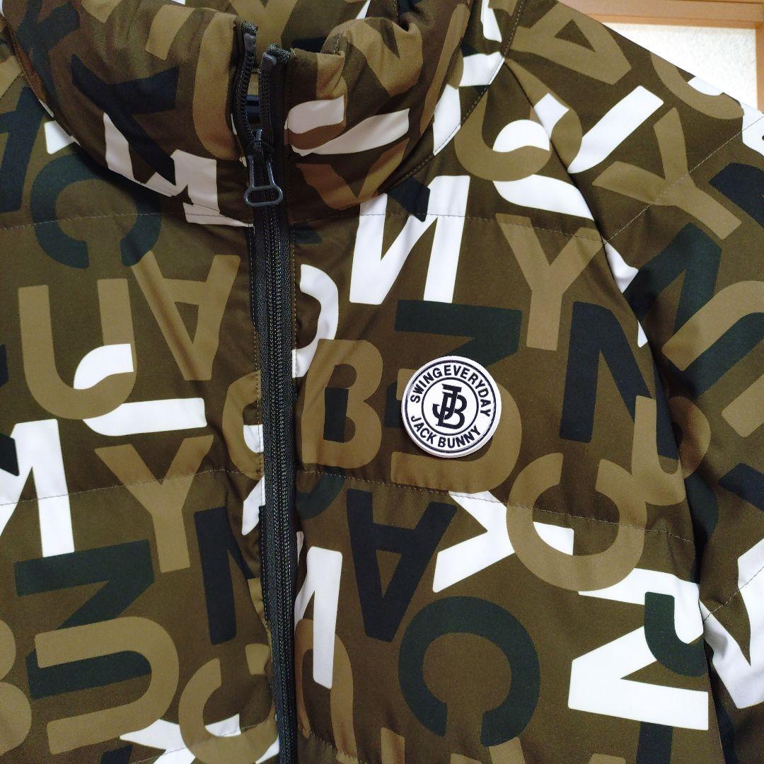ジャックバニー 中綿ジャケット カーキ×白 英字総柄 シリコンワッペン サイズ5