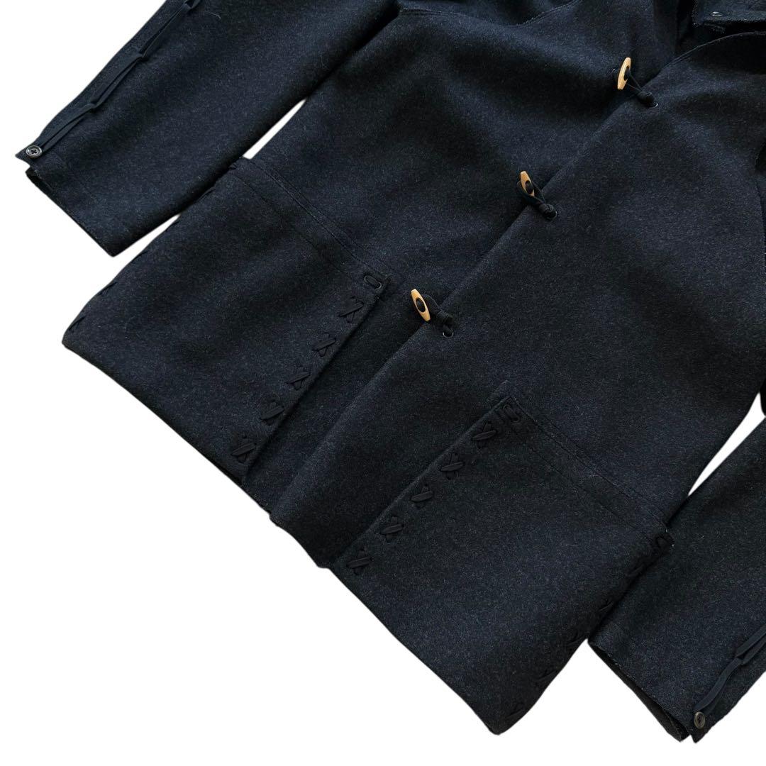 【未使用級】Jipijapa ヒピハパ ダッフルコート 編み込みデザイン 黒 3