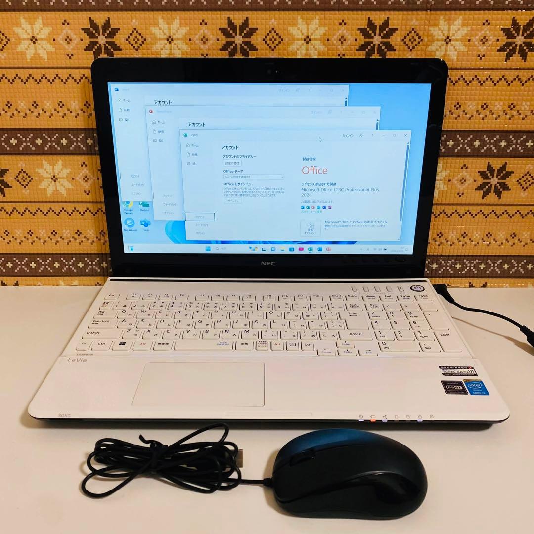 Y89 NECノートパソコンSSDメモリ8G高速 Windows11オフィス付き