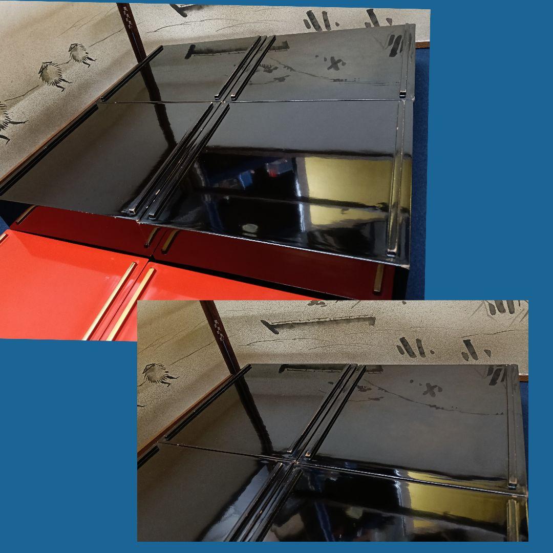 AM85 輪島塗 重箱 家紋入 四段重 替蓋付 丁子紋 おせち お正月