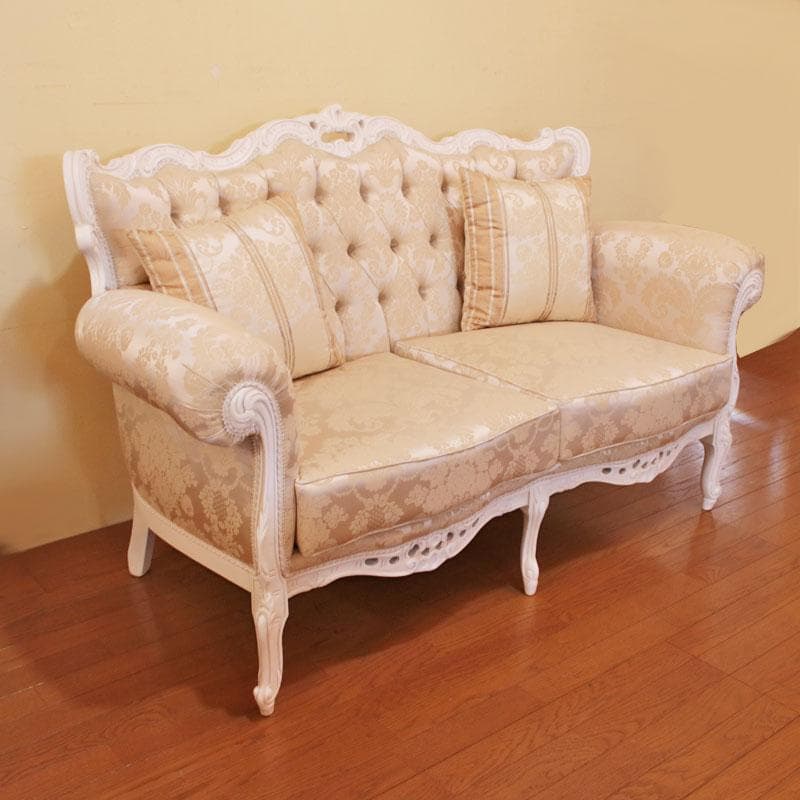 イタリア製 2人掛けソファ シャンパンゴールド ファブリック 602-853