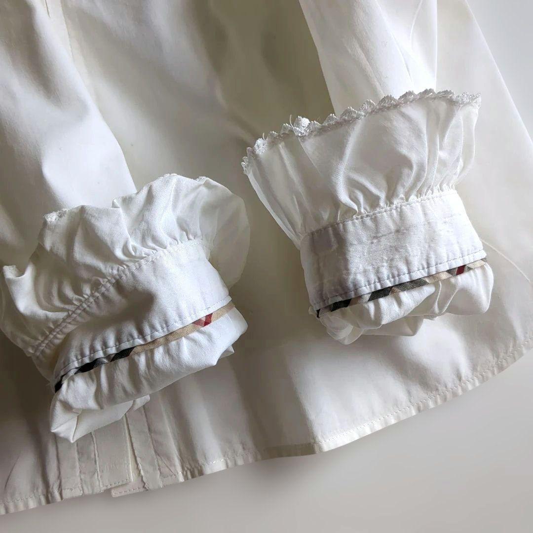 バーバリー 長袖シャツ ブラウス フリル ティアード ノバチェック ホース刺繡