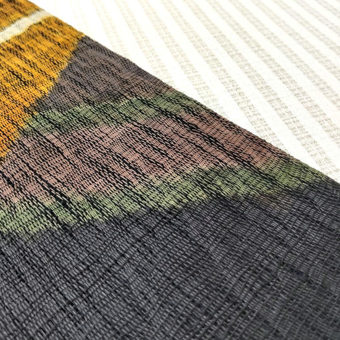 【洒落袋帯】職人技が光る「櫛織り」/大胆デザイン♪ 黒 440cm