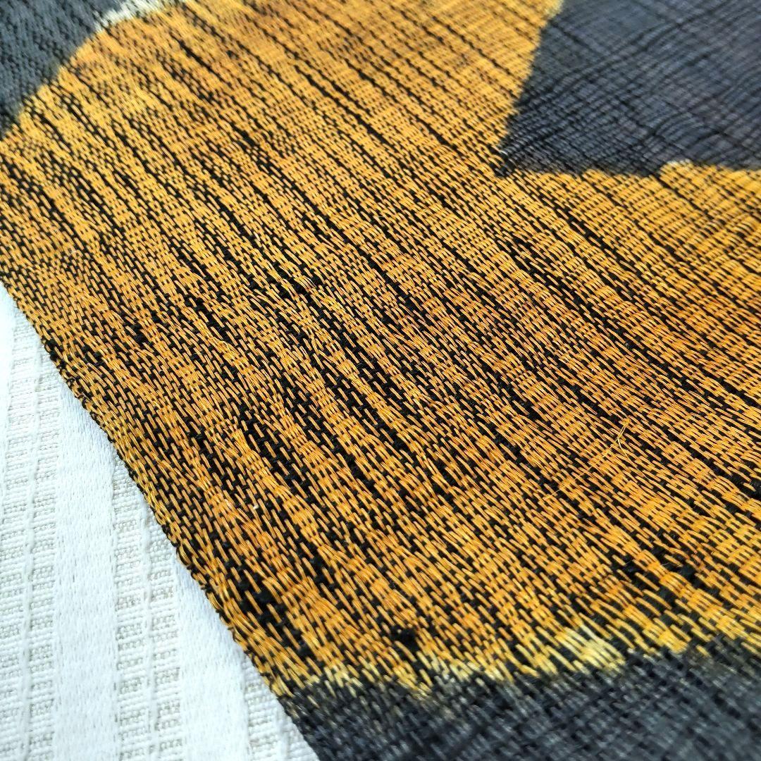 【洒落袋帯】職人技が光る「櫛織り」/大胆デザイン♪ 黒 440cm