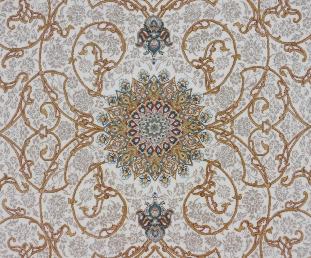 立体柄、144万ノット！本場イラン産 高密度織絨毯！円形200cm‐200461