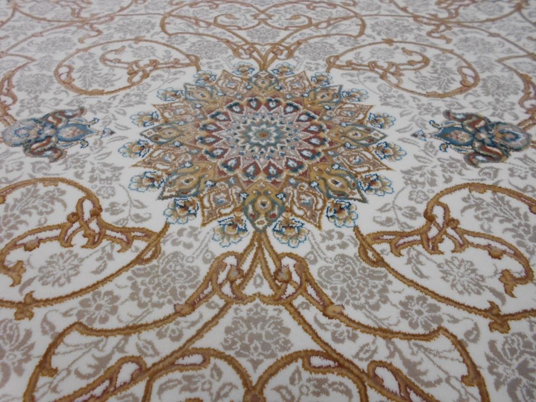 立体柄、144万ノット！本場イラン産 高密度織絨毯！円形200cm‐200461