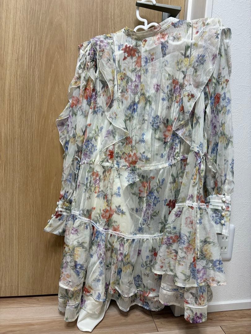 snidel プリントフリルシフォンミニワンピース