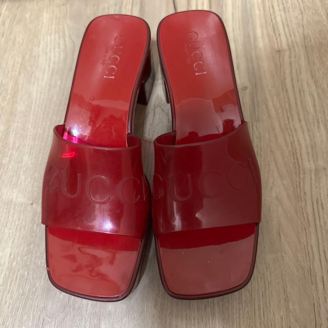 GUCCIラバーサンダル 37 レッド