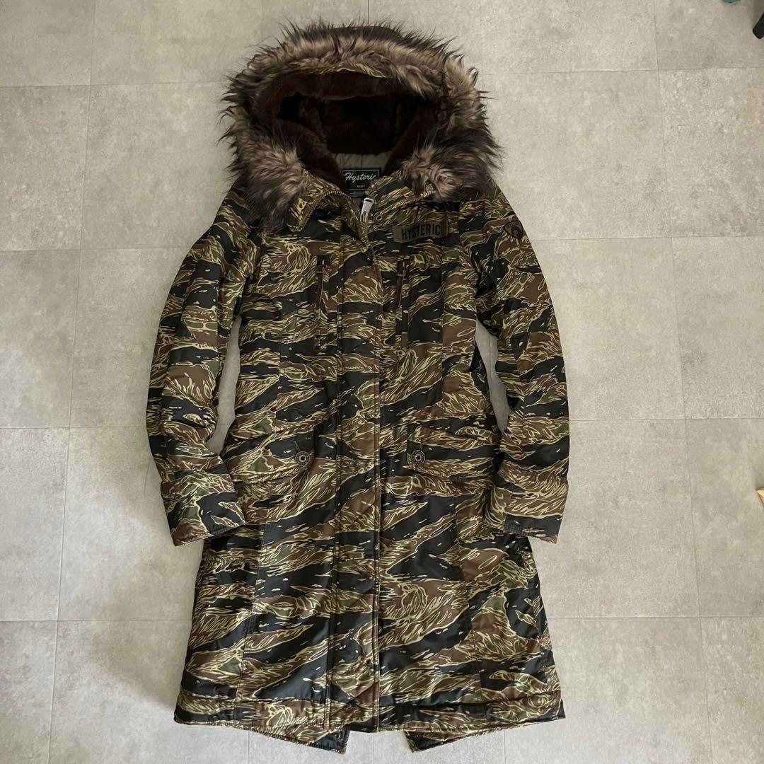 ヒステリックグラマー タイガーカモフラ柄 モッズコート/プリマロフト/sizeF