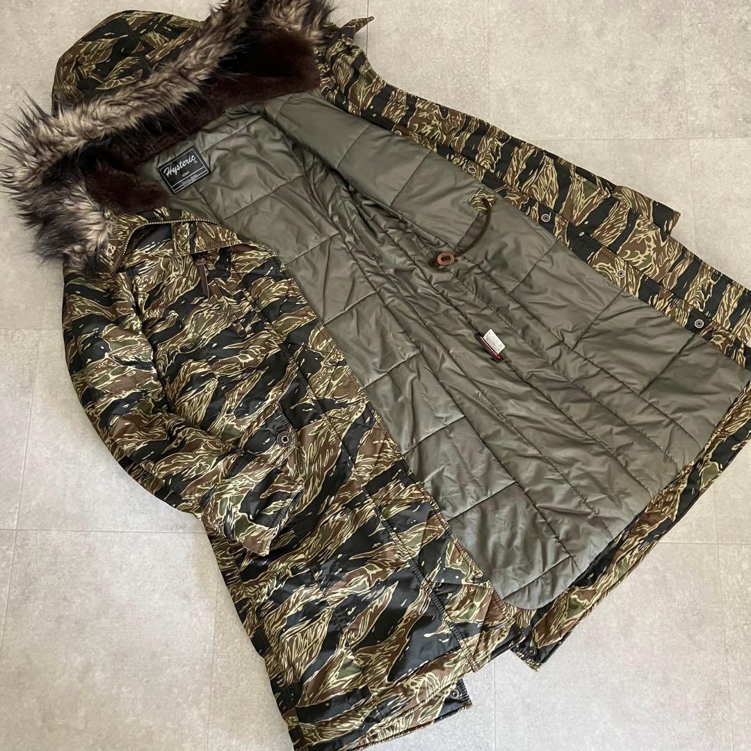 ヒステリックグラマー タイガーカモフラ柄 モッズコート/プリマロフト/sizeF