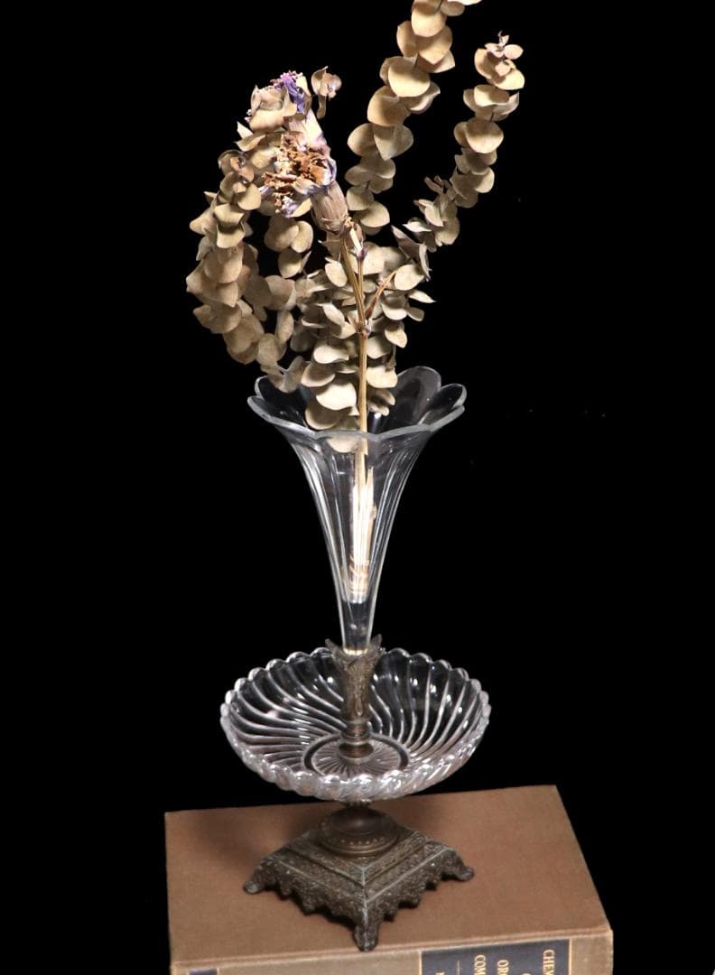 オールド・バカラ 博物館級 大型センターピース花瓶&コンポート30cm 台座付き