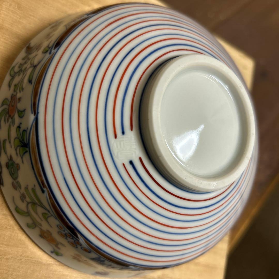 京焼　清水焼　平安祥堂　手塚祥堂造　紅毛草花文　茶碗　抹茶椀