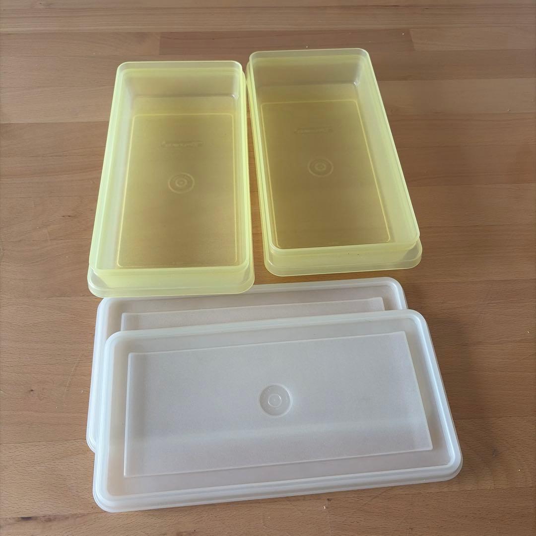 タッパーウェアー　イエロー　保存容器4個セット　キッチン　ケース