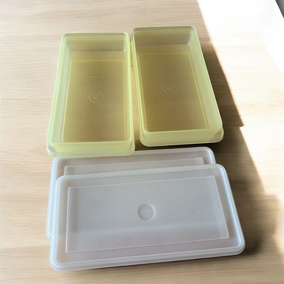 タッパーウェアー　イエロー　保存容器4個セット　キッチン　ケース